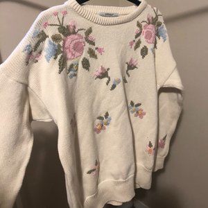 VINTAGE FLOWER KNIT SWEATER